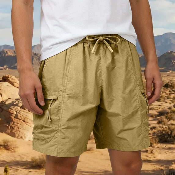 EaskTriop Men's Casual Cargo Shorts Quick Dry Lightweight Elastic Waist Drawstring Summer Sports Shorts with Multi Pockets Outdoor Vacation