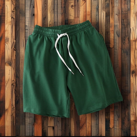 EaskTriop Men's Casual Shorts Quick Dry Summer Beach Shorts Elastic Waist Drawstring Solid Color Pocket Shorts Utility Shorts