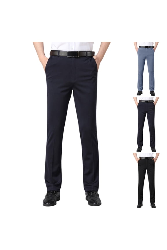 Men's Casual Stretch Golf Pants Slim Fit Lightweight Flat Front Chino Trousers, Quick Dry Moisture Wicking Performance Pants