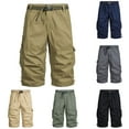 thumbnail image 1 of EaskTriop Men's Lightweight 3/4 Cargo Shorts Quick Dry Capri Pants, Relaxed Fit Below Knee Utility Joggers with Multi Zipper Pockets, 1 of 5