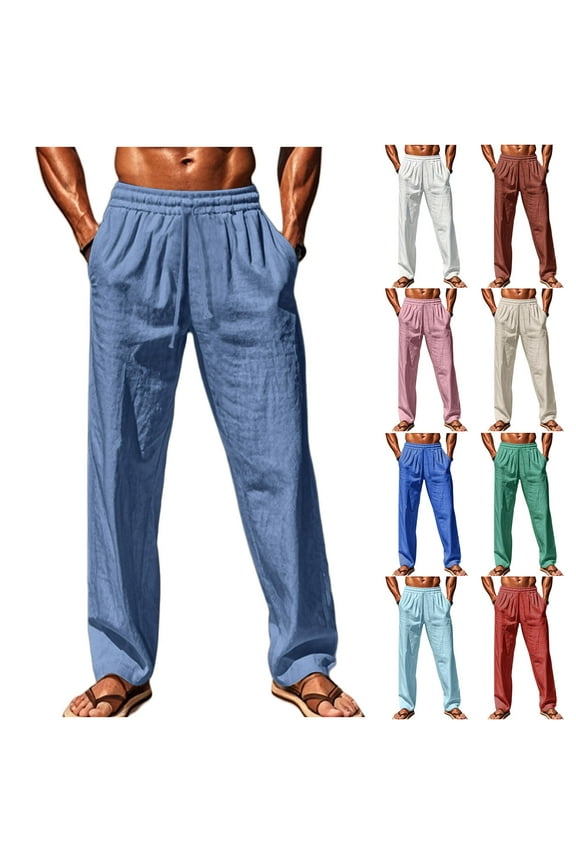 Men's Lightweight Hiking Pants Loose Fit Open Bottom Sweatpants Utility Outdoor Joggers with Pockets Quick Dry Active Yoga Slacks