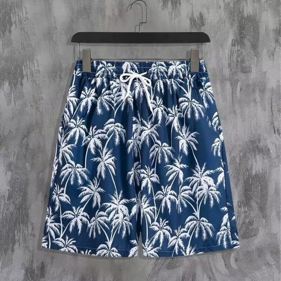 EaskTriop Men's Swim Trunks Quick Dry Board Shorts Hawaiian Palm Tree Bathing Suit Beach Shorts with Pockets Summer Vacation Swimwear