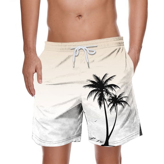 EaskTriop Men's Tropical Swim Shorts Quick Dry Bathing Suit Vintage Palm Tree Ombre Board Shorts Summer Beach Vacation Swimwear
