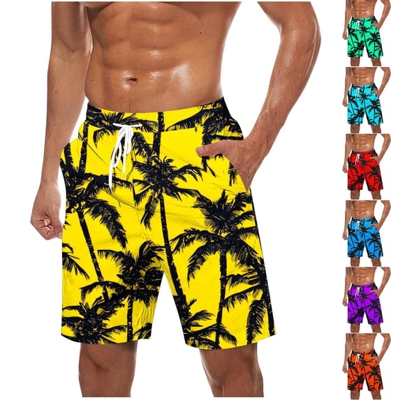 EaskTriop Mens Board Shorts Quick Dry Tropical Swim Trunks for Beach Vacation Swimwear with Pockets Summer Drawstring Palm Tree