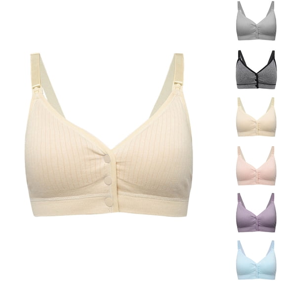 EaskTriop Nursing Bras for Breastfeeding Front Closure Wireless Maternity Bra Ribbed Soft Supportive Everyday Comfort Bralette Pack