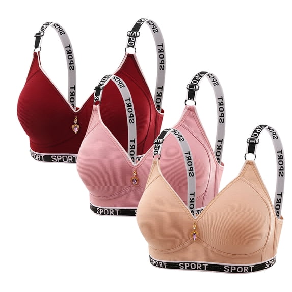 EaskTriop Sports Bras for Women High Impact Wireless Padded Workout Bra Ribbed V Neck Seamless Running Yoga Gym Crop Top 3 Pack