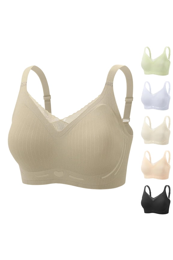 Wireless Bra for Women Seamless Full Coverage Supportive Bralette No Underwire Deep V Comfort T-Shirt Bra Plus Size Everyday Soft
