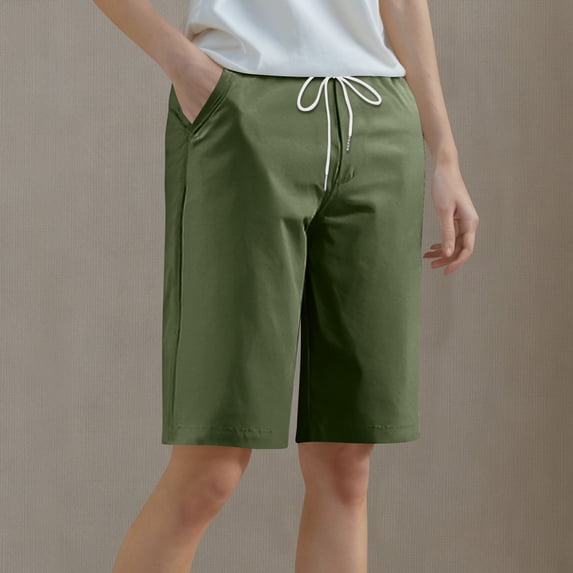 EaskTriop Women's Hiking Shorts Lightweight Quick Dry Bermuda Shorts Elastic Waist Drawstring Pockets Outdoor Walking Golf Summer