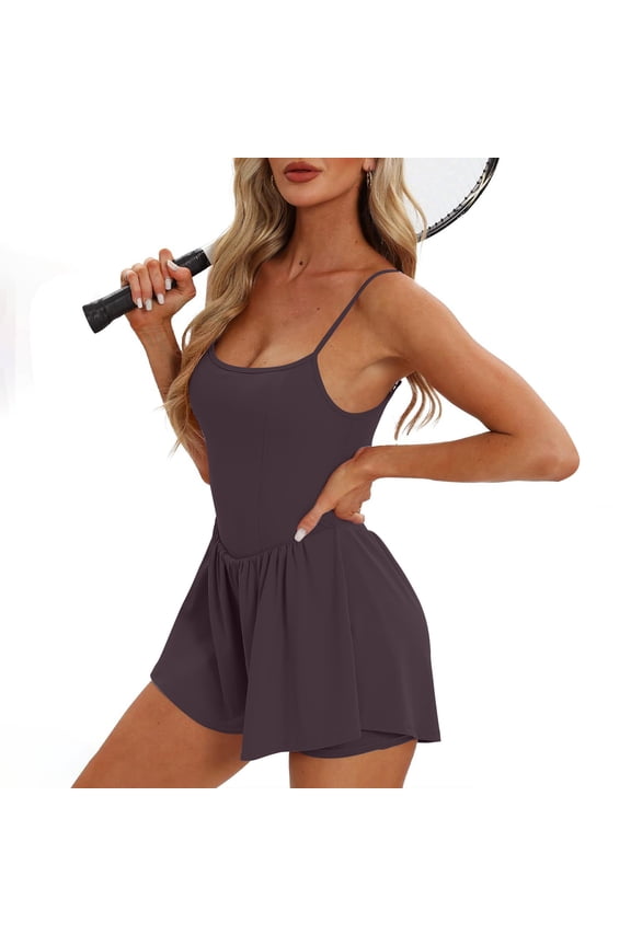 Women's One Piece Jumpsuit Flowy Shorts Skort Romper High Waisted Sleeveless Athletic Active Lounge Summer Fashion Outfits