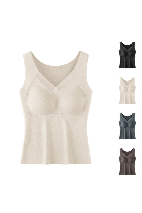 Women's Seamless Wireless Bra, V Neck Bralette with Molded Cups, Buttery Soft Longline Supportive Everyday T-Shirt Bra