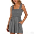 thumbnail image 1 of EaskTriop Women's Short Jumpsuit Sleeveless Casual Flowy Wide Leg Romper with Pockets Smocked Summer Beach Vacation Lounge Clothes 2026, 1 of 6