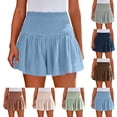 thumbnail image 1 of EaskTriop Women's Smocked High Waist Shorts Summer Wide Leg Ruffle Flowy Skorts Textured Comfy Lounge Dressy Beach Vacation Clothes 2026, 1 of 6