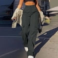 thumbnail image 1 of EaskTriop Women's Utility Cargo Pants with Pockets High Waisted Wide Leg Work Casual Trousers Stretchy Lightweight Loose Relaxed Slacks, 1 of 6