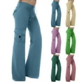 thumbnail image 1 of EaskTriop Women's Wide Leg Cargo Pants Flare Lounge Trousers with Utility Pockets Elastic Waist Drawstring Lightweight Hiking Casual Pant, 1 of 6