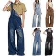 thumbnail image 1 of EaskTriop Women's Wide Leg Jumpsuits Distressed Denim Overalls Baggy Ripped Rompers High Waisted Stretchy One Piece Outfits with Pockets 2026, 1 of 6