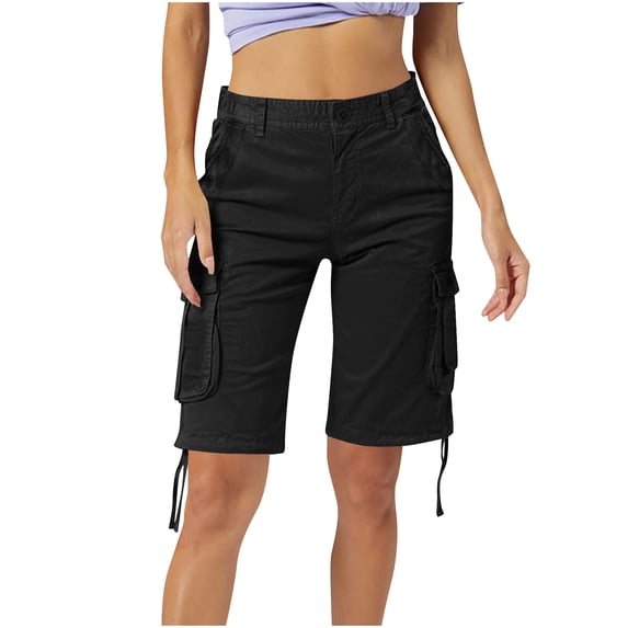 EaskTriop Womens Bermuda Cargo Shorts Mid Rise Casual Summer Apparel Quick Dry Travel Shorts with Pockets Lightweight Relaxed Fit Beach Shorts