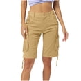 thumbnail image 1 of EaskTriop Womens Bermuda Cargo Shorts Mid Rise Casual Summer Apparel Quick Dry Travel Shorts with Pockets Lightweight Relaxed Fit Beach Shorts, 1 of 6