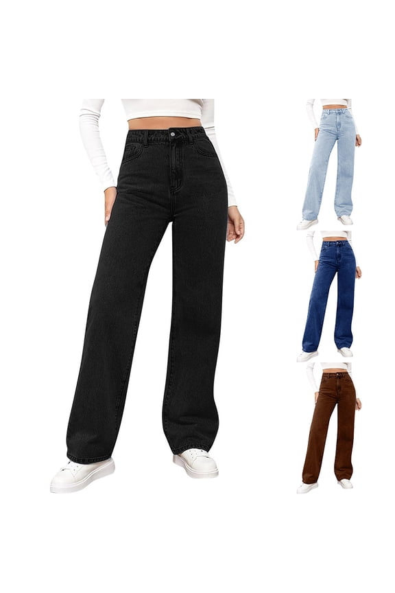Womens Business Casual Work Pants High Waisted Straight Wide Leg Dress Trousers Stretchy Office Slacks with Pockets Full Length