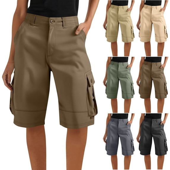 EaskTriop Womens Cargo Shorts Versatile Shorts with Pockets Mid Rise Utility Shorts for Summer Casual Hiking Vacation Quick Dry Relaxed Bottoms