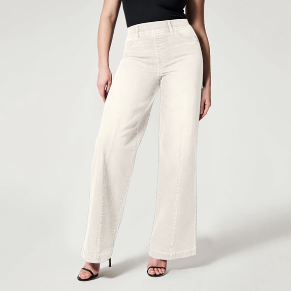 EaskTriop Womens Stretch High Rise Wide Leg Denim Look Pants Comfy Pull on Trousers Flowy Palazzo Jeans with Pockets 2026 Fashion