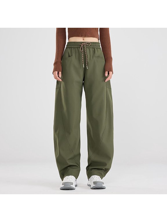 Womens Wide Leg Pants High Waisted Baggy Lounge Trousers with Pockets Lightweight Stretchy Y2K Streetwear Summer Flowy Work Slacks