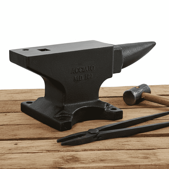 Easmvetaln 100Lbs Cast Steel Anvil with Single Horn, Anvils for Blacksmithing Forge Tools, Black