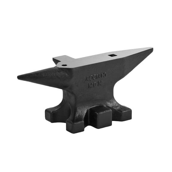 Easmvetaln 30Lbs Cast Steel Anvil with Round Horn, Sharp Corner and Step, Anvils for Blacksmithing, Black