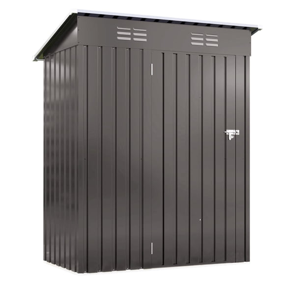 Easmvetaln 5x3FT Metal Lean To Shed, Outdoor Storage Shed for Patio Backyard Garden (Gray)