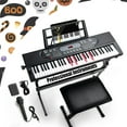 thumbnail image 1 of Electric Piano Upgraded Kids 61 Key Keyboard Piano with 200 Voices, Halloween Gifts，200 Rhythms, Beginner Piano Keyboard Kit, with H-Stand, Stool, Microphone, 1 of 9