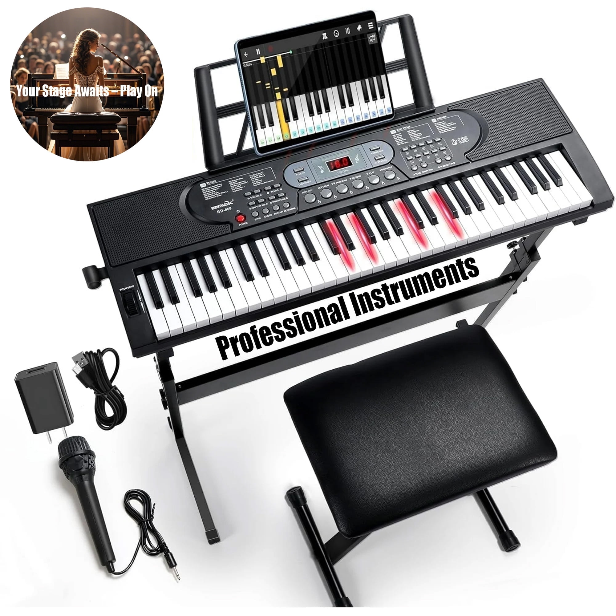 Osoeri Portable 61 Key Electronic Keyboard Piano Set for Osoeri Portable 61 Key Electronic Keyboard Piano Set for