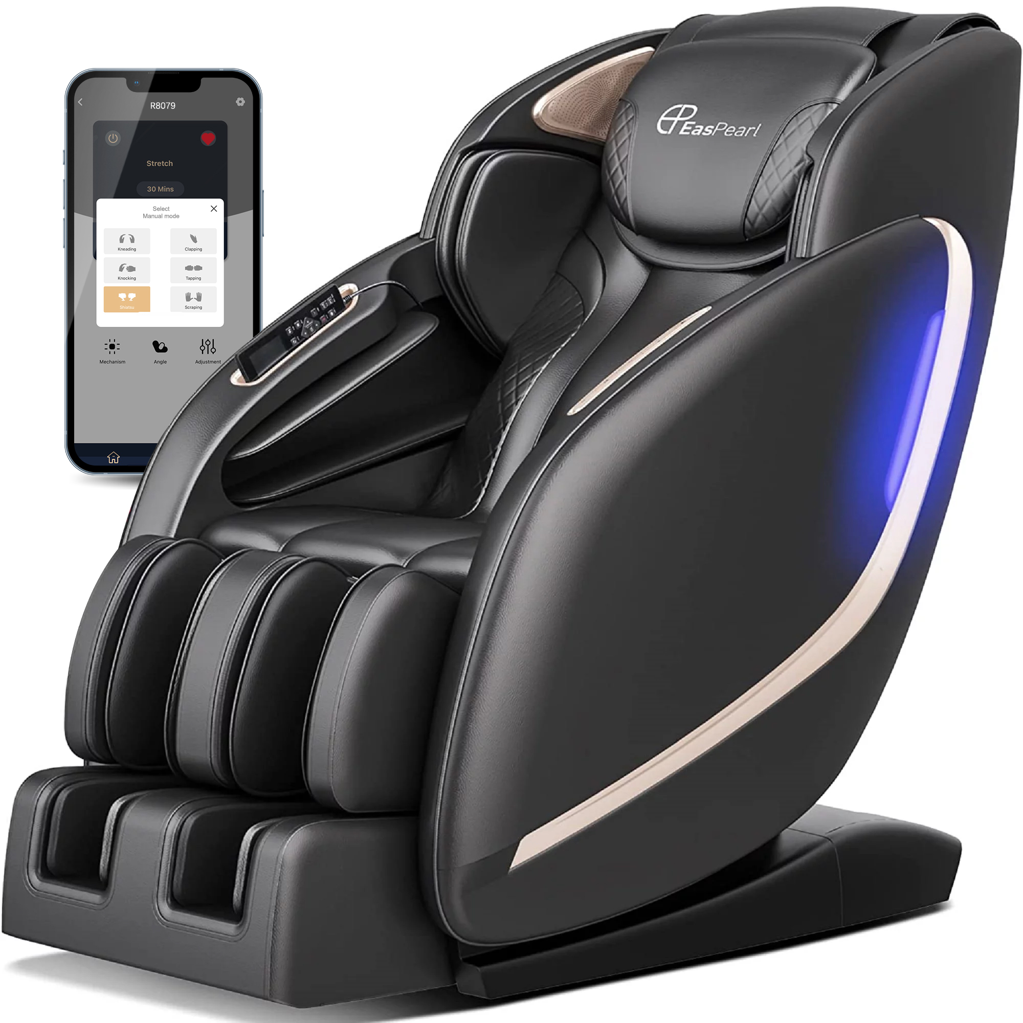 Easpearl 2024 4D Full Body Massage Chair Zero Gravity Shiatsu Recliner with Heat Thai Stretch Black - image 1 of 11