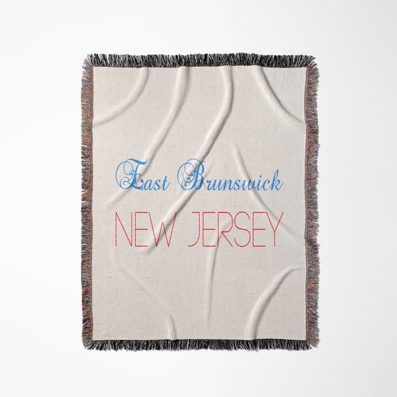 East Brunswick, New Jersey Text. Patriotic Home Town Design, Woven Blanket