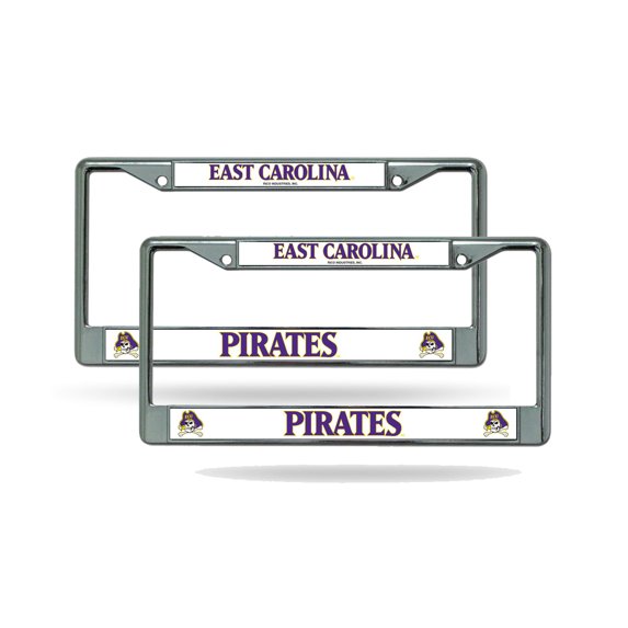 East Carolina Pirates Chrome Metal (2) License Plate Frame Set