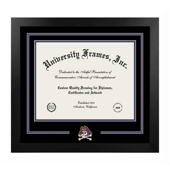 East Carolina University 14w x 11h Spirit Diploma Manhattan Black Frame with Bonus Campus Images Lithograph (value savings $59)