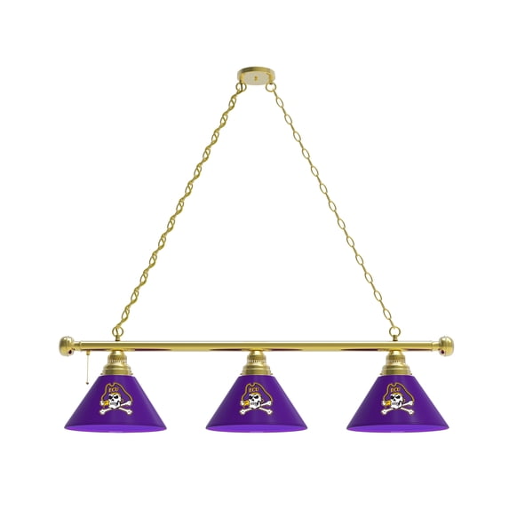 East Carolina University 3 Shade Billiard Light with Brass Fixture