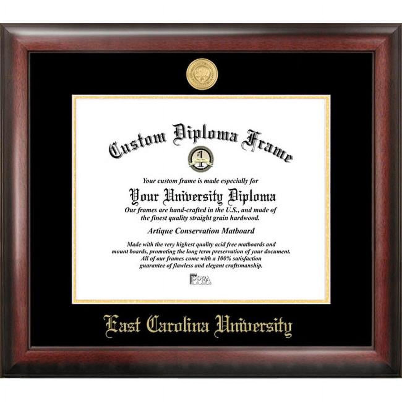 East Carolina University Gold Embossed Diploma Frame