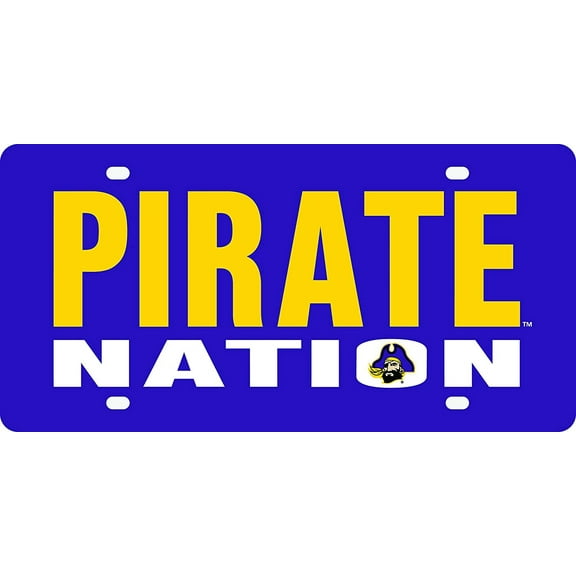 East Carolina University Pirates ECU Premium Laser Cut Tag License Plate, Nation, Mirrored Acrylic Inlaid, 6x12 Inch