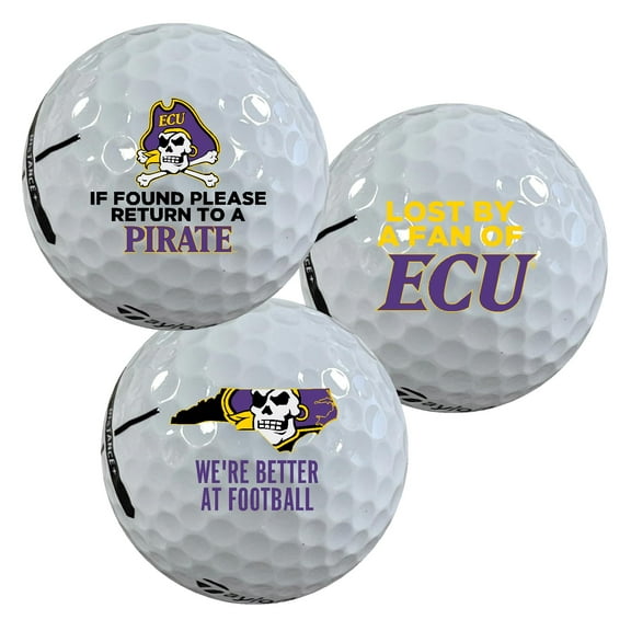 East Carolina University Pirates Edition Funny Officially Licensed NCAA Taylormade Distance+ Golf Balls 12-Pack (Dozen)