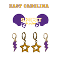thumbnail image 1 of East Carolina University Spirit Stack purple mini enamel bolts and golden yellow statement open starboys, 1 of 2