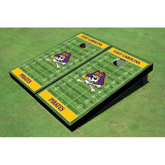 East Carolina University Yellow Matching Football Field Custom Cornhole Board