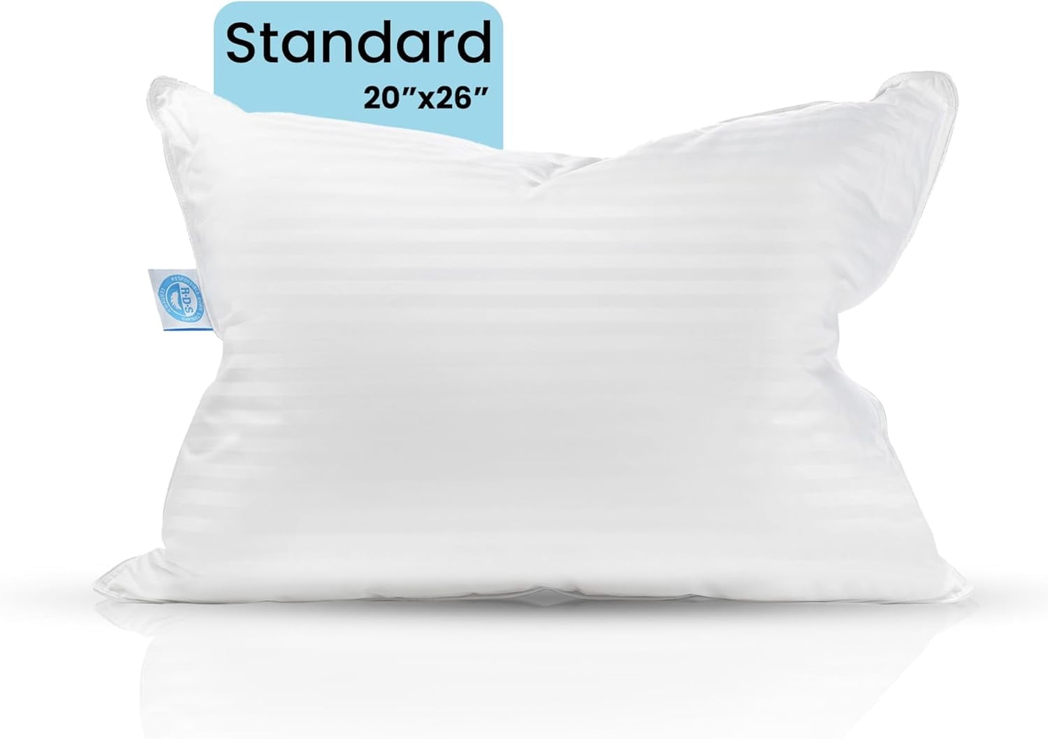 Standard White Goose Feather Down Pillow with Cotton Shell