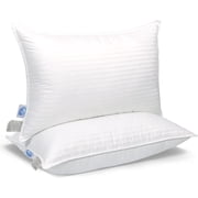 East Coast Bedding 15% Goose Down & 85% Feather Hotel Quality Medium Support Bed Pillow, 100% Cotton 300 Thread Count, King, 2-Pack