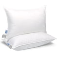 thumbnail image 1 of East Coast Bedding Goose Down Feather Pillows Medium Support 100% Cotton 300TC Pack of 2, Queen Size 20x30 Inch, 1 of 8