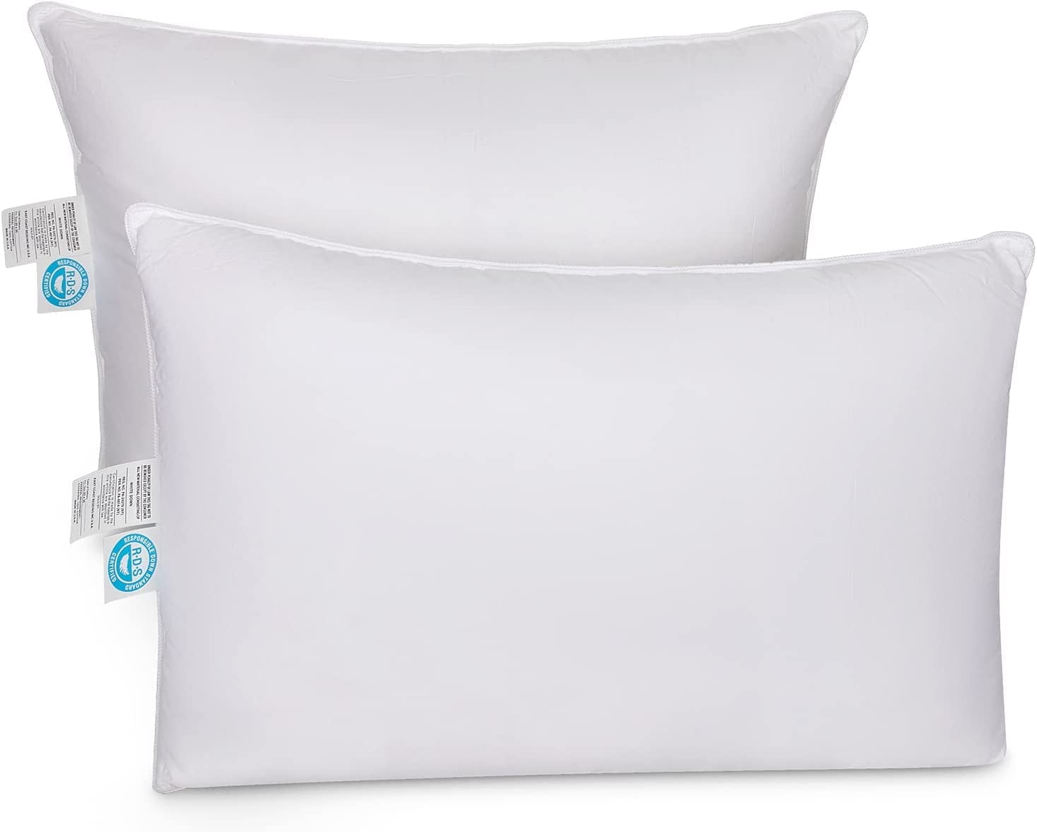 White Goose Feather Down Blend Firm Support Pillows, Set of 2