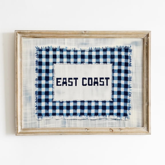 East Coast Gingham Wall Art Print: Coastal Cottagecore Decor Unframed Paper Print