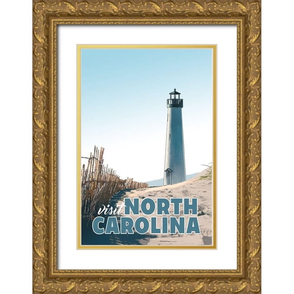 East Coast Licensing 23x32 Gold Ornate Wood Framed with Double Matting Museum Art Print Titled - North Carolina
