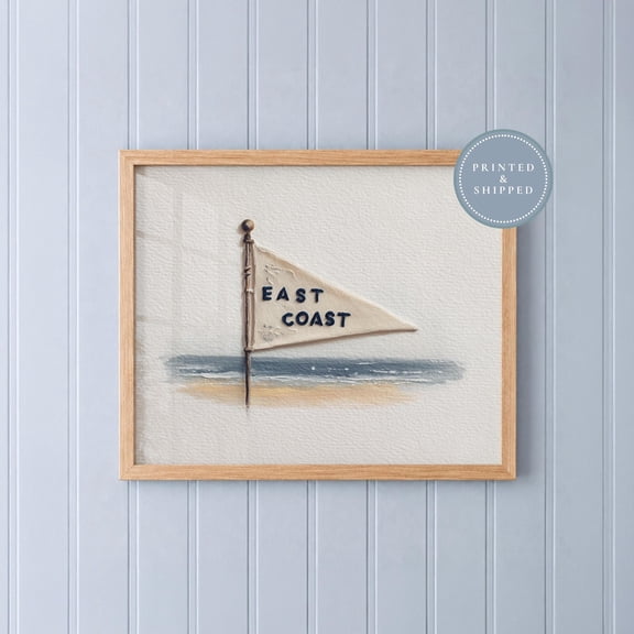 East Coast Pennant Coastal Wall Art, Preppy Beach House Flag Print, Coastal Granddaughter Decor