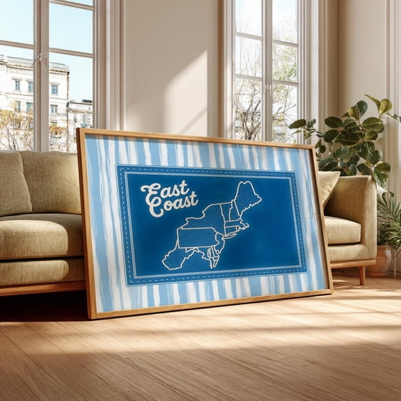 East Coast Poster – Northeast Map Print, Nautical New England Decor, Coastal Typography,, Unframed Poster Size 8x12 F03.1.22l973