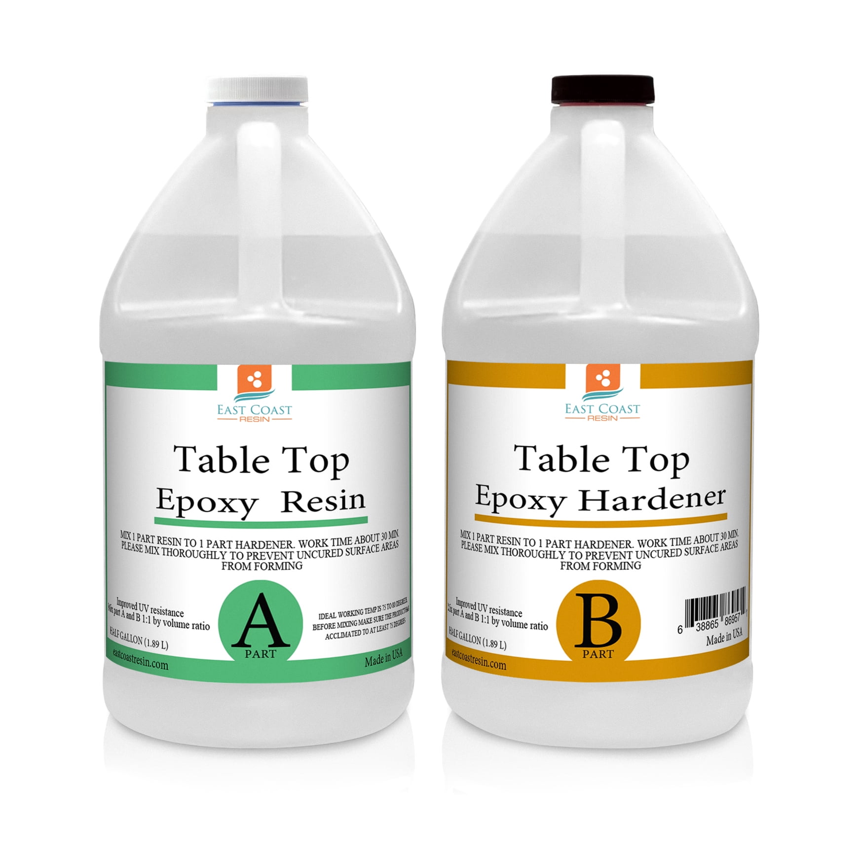 Epoxy Resin 1 Gallon Kit | 1:1 Resin and Hardener for High Gloss Coatings |  for Bars, Table Tops, Flooring, Art, Bonding, Filling, Casting | Safe for