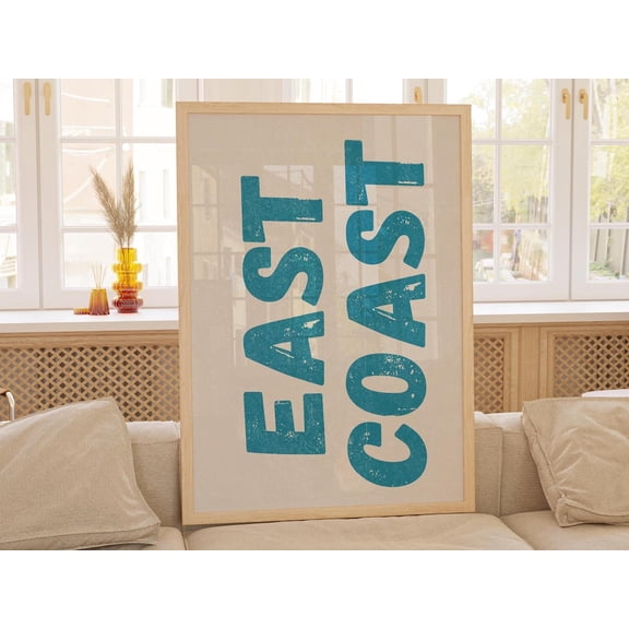 East Coast Text Print Coastal Cowgirl Wall Art, Unframed Paper Poster 8x10in